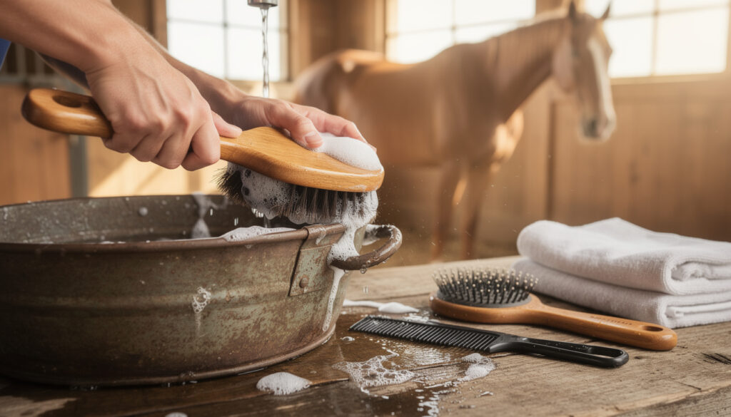 découvrez nos conseils pratiques pour bien nettoyer vos brosses de cheval et assurer leur longévité tout en respectant la santé de votre animal.