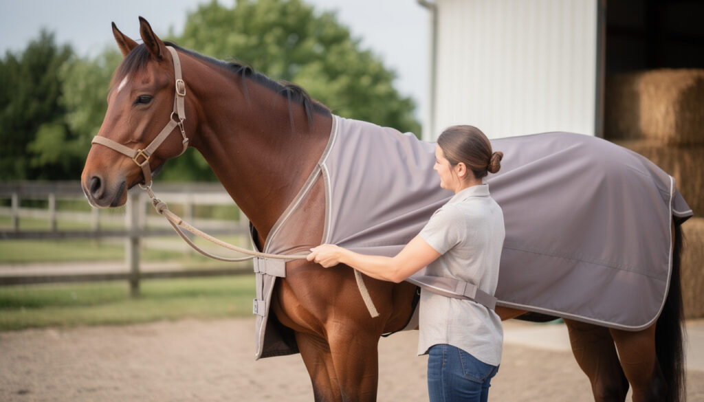 découvrez les étapes essentielles pour mettre un couvre-rein à un cheval correctement, assurant ainsi son confort et sa protection lors des sorties.